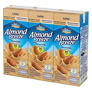 Blue Diamond - Thùng Sữa Hạt Hạnh Nhân ALMOND BREEZE vị Latte 180ml x 24 Hộp