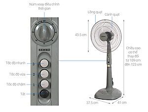 QUẠT ĐỨNG HẸN GIỜ SENKO DH1600 hàng chính hãng (Màu sắc ngẫu nhiên)
