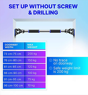 Xà Đơn Treo Tường Gắn Cửa Đa Năng Độ Dài Tùy Chỉnh Giúp Bạn Tập Gym, Tập Cơ Bụng, Cơ Vai, Cơ Xô 60-120Cm - Chính Hãng dododios (Màu Ngẫu Nhiên)