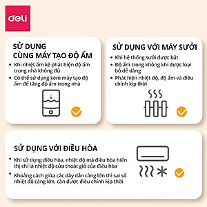 Nhiệt ẩm kế, nhiệt kế phòng Deli đồng hồ xem giờ có báo thức đo nhiệt độ phòng, độ ẩm phòng ngủ cho bé chính xác