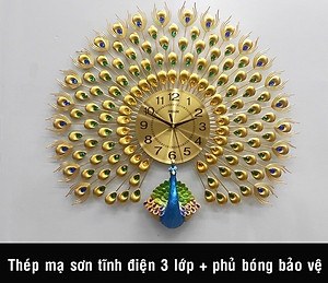 Đồng Hồ Treo Tường Con Chim Công Kim Trôi A25 Nghệ Thuật Cao Cấp Shouse hiện đại 3D kích cỡ lớn đẹp treo phòng khách