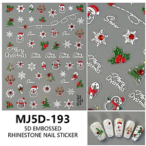 Hình Dán Móng Sticker Ông Già Noel 5D Làm Nail Siêu Xinh, Miếng Dán Móng Hình Giáng Sinh, Bông Tuyết, Tuần Lộc