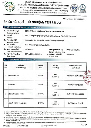 Nước ngâm rửa rau củ quả enzyme sinh học từ vỏ dứa Fuwa3e 1000ml / 100ml