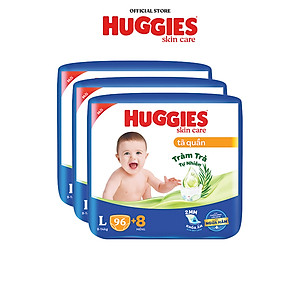 [TẶNG THÊM MIẾNG CHO SIZE L/XL/XXL] Combo 3 gói Tã quần Huggies Skincare Mega Jumbo M106/L96/XL84/XXL76