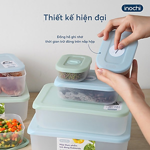 Hộp Đựng Thực Phẩm Trữ Đông Chữ Nhật Nhiều Cỡ Nắp Có Thiết Kế Đồng Hồ Ghi Nhớ Thời Gian Lưu Trữ  ( Tặng kèm khăn lau đa năng pakasa ) - Hàng Chính Hãng INOCHI ( Giao màu ngẫu nhiên)