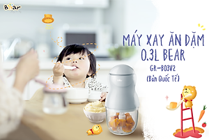 Máy Xay Thực Phẩm Đa Năng, Máy Xay Ăn Dặm BEAR GR-B03V2 Xay Cực Êm An Toàn Vệ Sinh, Dung Tích 0.3 Lít Công Suất 120 W - Hàng Chính Hãng