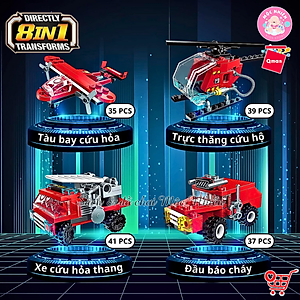 Đồ chơi lắp ráp, xếp hình Qman 1805 - Biệt đội xe cứu hỏa (313 mảnh ghép) - Dành cho bé trai từ 6 tuổi