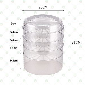 (Loại Tốt) Lồng Bàn Thông Minh 5 Tầng Hàng Chính Hãng KhoNCC - Nhựa PP An Toàn Cho Nhà Bếp - NLM-LBTM5T (Trong Suốt)