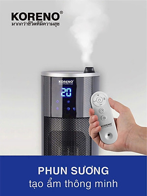 Máy sưởi gốm có phun sương tạo ẩm không khô da KORENO, quạt sưởi ấm không đốt oxi đổ tự ngắt tiết kiệm điện hàng chính hãng