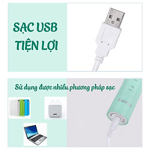 Bàn chải đánh răng điện KEMEI KM-713 công nghệ rung siêu âm 31000 lần/ phút điều chỉnh 6 chế độ đánh bay mảng bám sạch sâu gấp nhiêu lần so với bàn chải thủ công + Tặng kèm 5 đầu bàn chải thay thế - Hàng chính hãng