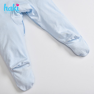 Bộ body sơ sinh liền tất, tay lật vải tre (Bamboo) cao cấp BB034, sleepsuit cho bé, set body dài tay cho bé sơ sinh chính hãng HAKI