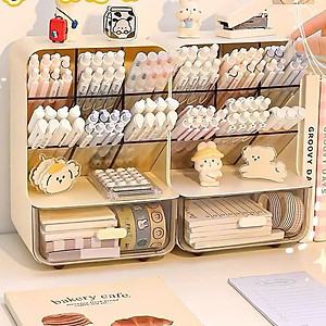 Tủ Kệ Đựng Bút 4 Tầng 8 Ngăn, Kệ Bút Văn Phòng Phẩm Cao Cấp Nhựa Trong Suốt - HÀNG CHÍNH HÃNG MINIIN