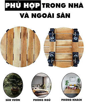 Đế Kê Chậu Cây Có Bánh Xe ANKAN, R30cm Làm Giá Đỡ Kệ Hoa Cây Cảnh, Màu Vàng Nắng, Chịu Tải 150Kg