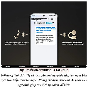 Tai nghe ENC phiên dịch Open-Ear AI RealTalk Translation bluetooth 6.0 không dây WIWU OWS Ai305 - Bluetooth 6.0, dịch thời gian thực, Âm Thanh 360°, Directional Sound Transmission, Dynamic Bass 9 & Surround Sound 9 - Hàng nhập khẩu