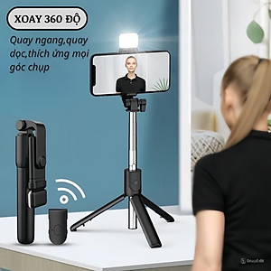Gậy Tripod chụp ảnh tự sướng Selfie 3 chân gấp gọn 30cm, kéo dài 1M7 điều khiển từ xa có đèn Tripod chụp ảnh livestream - Hàng nhập khẩu