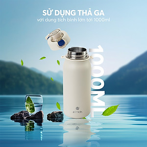 Bình giữ nhiệt inox 316 Elmich EL8331 1L, Hàng chính hãng, kèm ống hút silicone, chống tràn -JoyMall