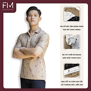 Áo polo nam ngắn tay, chất thun poly cực mát, co giãn tốt, họa tiết bo phối đường kẻ lạ mắt - FORMENSHOP - FMPS193
