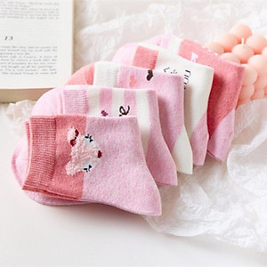 Tất cho bé gái màu hồng họa tiết đáng yêu vớ cổ cao nhiều size cho trẻ em học sinh 4 - 15 tuổi TA16