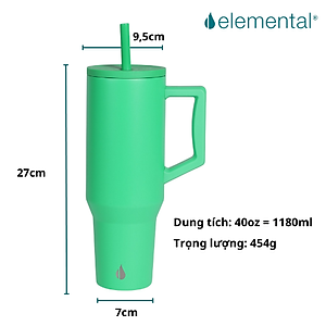 [Elemental chính hãng - Thương hiệu Mỹ] Ly giữ nhiệt Commuter Elemental 1180ml thép không gỉ có tay cầm combo ống hút trân châu