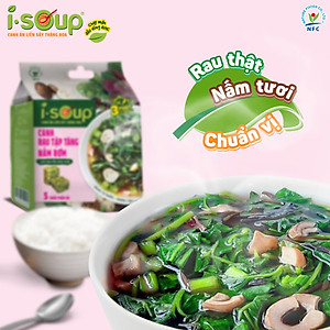 Canh Rau Tập Tàng Nấm Rơm Ăn Liền ISOUP 35g 05 Viên - Viên Canh Ăn Liền Sấy Thăng Hoa