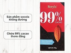 Socola đắng không đường Beryl's 99% ca cao thanh 90g