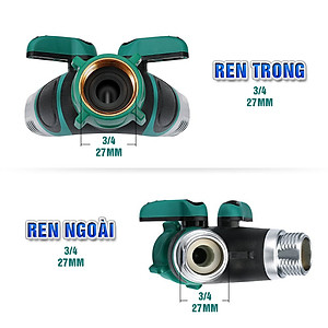 Van chia nước chia 2 chữ Y 2 đầu ra, 2 khóa van độc lập, phi 27mm ¾, đầu nối ống nước chia 2