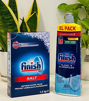 Combo Muối rửa bát finish 1.5kg+Nước làm bóng finish 750ml dùng cho Máy rửa bát