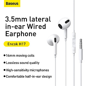 Tai Nghe Baseus Encok 3.5mm lateral in-ear Wired Earphone H17 - Hàng Chính Hãng