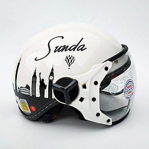 Mũ bảo hiểm nửa đầu có kính Sunda 180B tem