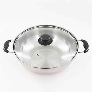 Nồi Lẩu Inox Nắp Kính Dùng Được Cho Mọi Loại Bếp Size 26cm, 28cm 