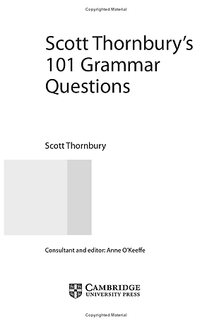 Scott Thornbury's 101 Grammar Questions Pocket Editions: Cambridge Handbooks For Language Teachers