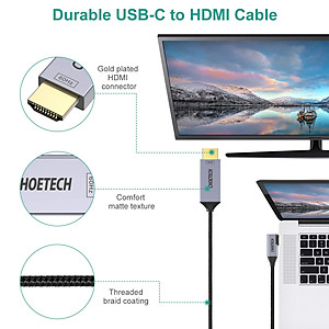 Dây cáp chuyển PD Type-C 3.1 ra cổng HDMI chuẩn 4K hiệu CHOETECH XCH1803 cho điện thoại Macbook Table Tốc độ ổn định 10Gbps 60Hz dài 180CM - Hàng chính hãng