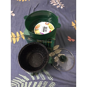 Nồi Lẩu Điện Đa Năng Mini Ca Nấu Mì, Cơm Đa Năng 2 Tầng Cao Cấp Núm Xoay 2 Nấc Nhiệt Kèm Giá Hấp 1,8L Chính Hãng MINIIN
