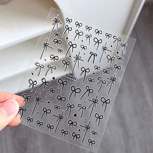 Miếng Dán Móng Tay Hình Nơ Trắng Đen Làm Nail Siêu Xinh, Sticker Nơ Trang Trí Móng Tay Chân 3D Dễ Thương, Nghệ Thuật Nữ Women