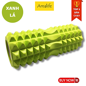 Con lăn Yoga Massage 33cm Chính Hãng Amalife Foarm Roller, ống trụ lăn xốp thể thao giãn cơ có gai roam rollet cao cấp, ống lăn giãn cơ