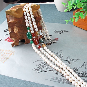 Combo Vòng đeo cổ Ngọc Trai tự nhiên, Đính Đá Thạch Anh, Kèm Bản PHOTOCOPY Giấy GIÁM ĐỊNH, Hộp Gấm lót Nhung, Nỉ