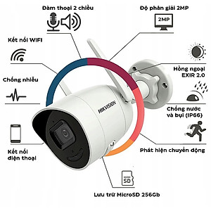 Camera Wifi IP Hikvision DS-2CV2021G2-IDW, H.265+, đàm thoại 2 chiều,DWDR;3D DNR, chuẩn IEEE hồng ngoại 30m - Hàng Chính Hãng