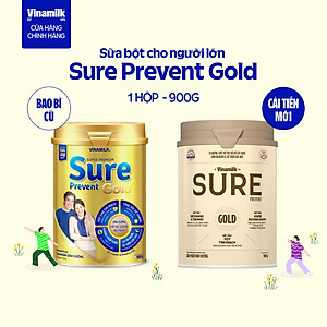 Sữa bột cho người lớn tuổi Vinamilk Sure Prevent 900g (Hộp thiếc) - bổ sung dinh dưỡng và tăng cường sức khỏe