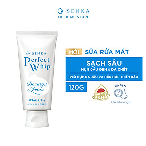 Sữa Rửa Mặt Tạo Bọt Chiết Xuất Đất Sét Trắng Senka Perfect White Clay New 14840 (120g)