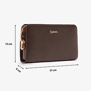 Clutch Nam Ví Cầm Tay GENCE RB07 Da Bò Khóa Số Cao Cấp Màu Nâu