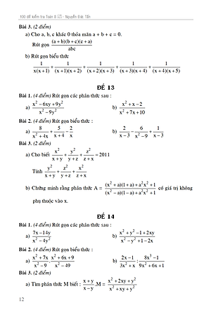 Sách 100 Đề Kiểm Tra Toán 8