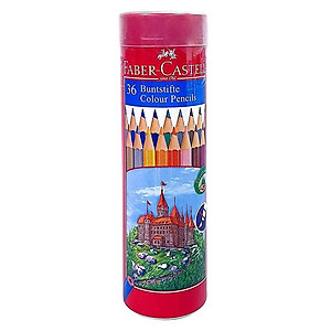 Chì Màu Lục Giác Castell -115828 - 36 Màu Dài (Hộp Thiếc Tròn) Faber Castell