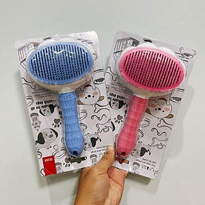 Lược OVAL Chải Lông Cho Chó Mèo Cao Cấp Có Nút Bấm Đẩy Lông Thừa
