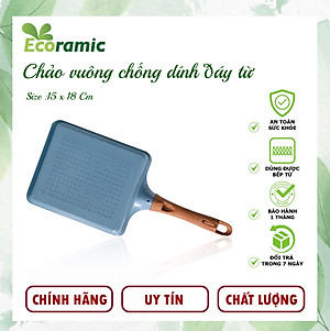 Chảo Vuông Vân Đá Đáy Từ Ecoramic Chính Hãng Cao Cấp, Chống Dính, Siêu Bền