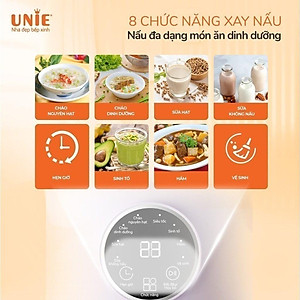 Máy làm sữa hạt Unie UMB10,Lưỡi dao 8 cánh inox 304 cao cấp,Dung tích 1L,công suất 800W,8 chức năng xay nấu- hàng chính hãng