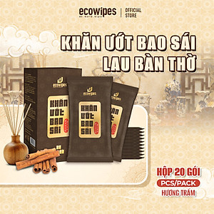 Khăn ướt bao sái lau bàn thờ EcoWipes hộp 20 gói hương trầm
