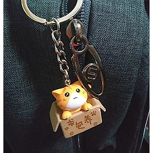 Combo 3 Móc Khóa Mèo Con Ngồi Hộp Đáng Yêu - GROFA ( 3 mèo 3 màu khác nhau)