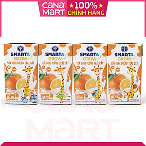 Thùng sữa nước trái cây Smarta Grow (vị cam) giúp trẻ tăng trưởng chiều cao, phát triển não bộ, dinh dưỡng cho trẻ thấp còi (48 hộp x 110ml)