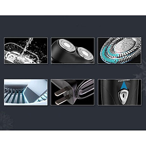 Máy Cạo Râu Sạc Điện 2 Lưỡi Poree PS187 Có Chứ Năng Tự Mài Miễn Thay Lưỡi