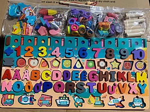 Đồ Chơi Gỗ, Bảng Chữ Cái 6in1, Đồ Chơi Câu Cá, Ghép Hình Học, Chữ Số, Chữ Cái, Phương Tiện 